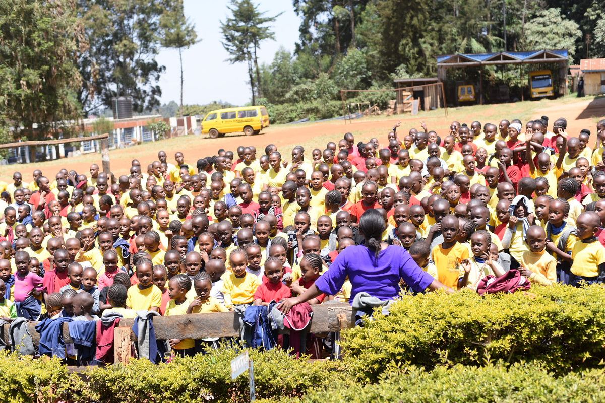 The whole school gathered for an assembly at Kagira Memorial Academy.