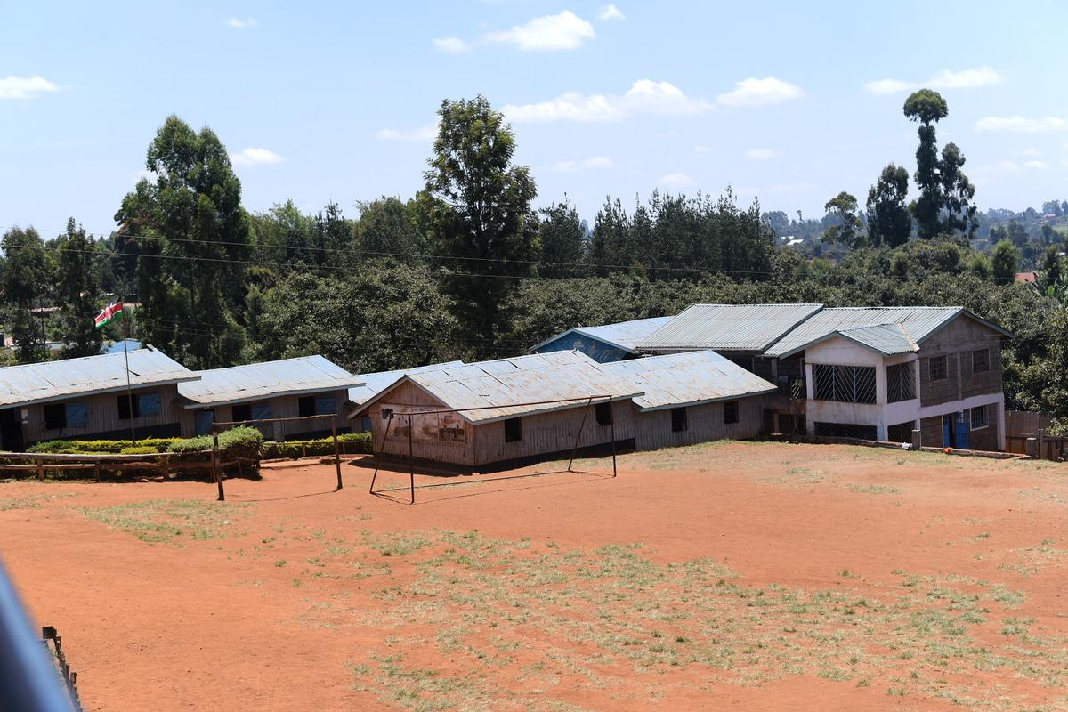 An overview of the Kagira Memorial Academy campus and playing field.