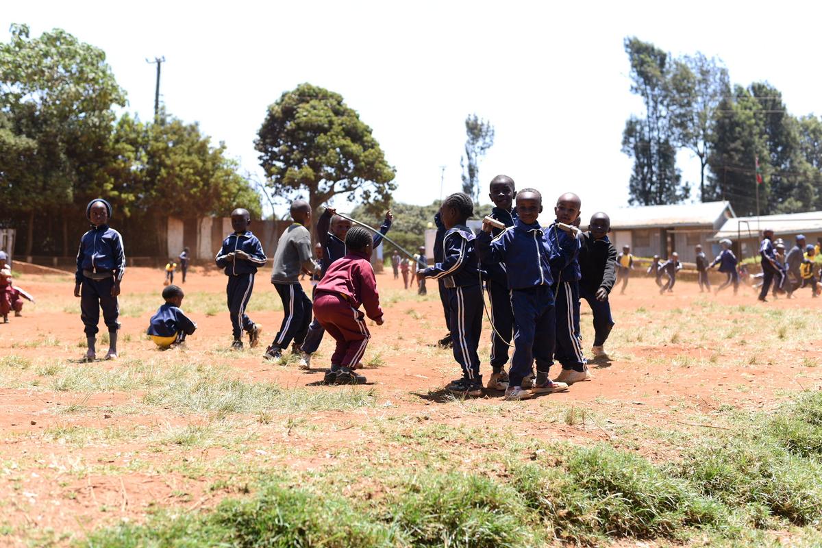 Learners playing on the school field during games time.